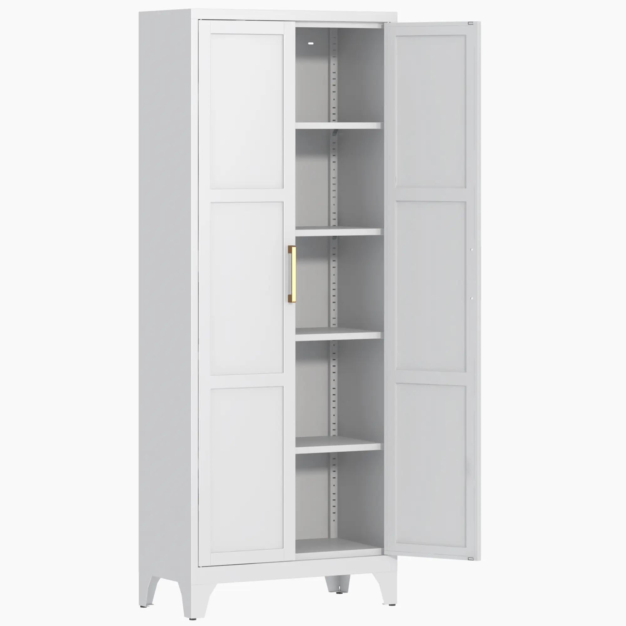 White 5-Tier Storage Shelf, 180LBS Load Capacity Adjustable Shelves Metal Bookcase for Living Room Kitchen Garage