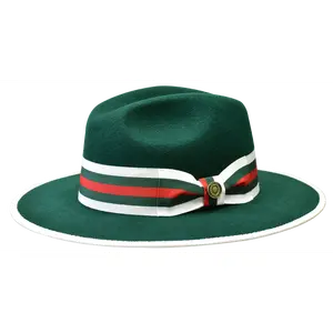 Wesley Collection 100% Australian Wool Fedora Hat with 3" Brim Grosgrain Ribbon & Satin Lined Interior