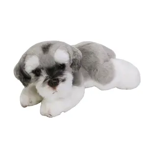 Plush toy Schnauzer police dog doll, soothing toy, realistic dog Schnauzer gift ornament