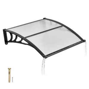 【Summervibes】VEVOR Awnings for Door Entrance, 38 x 40 in, Exterior Front Door Window Awnings with Drainage & ABS Bracket, Rain Snow Sun Protection, Overhang Polycarbonate Door Canopy for Porch Patio, Clear