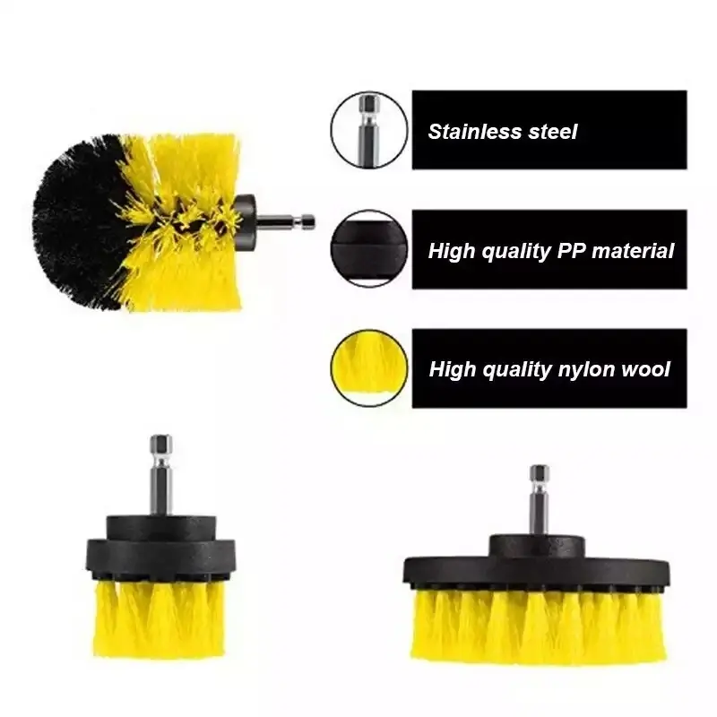 3PCS Drill Brush Power Scrubber Drill Attachments For Carpet Tile Grout Cleaning