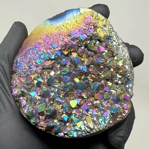 3.25” inch semi sphere Titanium Aura Amethyst Cluster Specimen