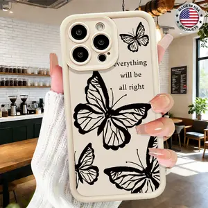 Minimalist Butterfly Aesthetic Inspirational Quote Pattern Case for iPhone 17 16 15 14 Pro Max 13 12 11 XR XS Plus Air Slim Shockproof Anti Drop Protective Lightweight Durable TPU Cover
