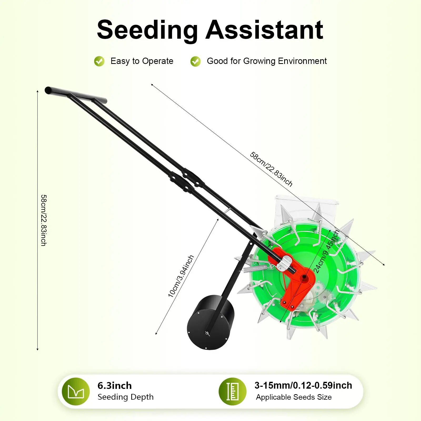 Hand Push Garden Seeder, 3-15mm Adjustable Seed Planter for Corn, Soybean, Peanut - Garden Supplies for Seed Planting on Farms