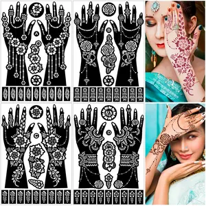 12 Large Hollow Tattoo Templates, Creative Reusable Body Art Stencils for Henna, Easy Application, Perfect for Beginners & Professionals