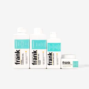 Excuse My Frank Dry Skin Care Multi-Pack - Unisex Adult Daily Kit with Hydra Cleansing Gel, Hydrating Toner, Calming Emulsion, Intense Moisturizing Cream (Moisturizer) for Dull Skin Hydration