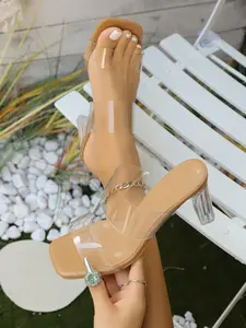 Women's Fashionable Transparent High Heel Sandals, Elegant Square Toe Sandals for Summer, Trendy All-match Sandals for Daily Wear, Elegant Minimalist Sandals, Girl