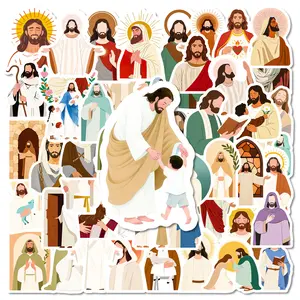 56 Minimalist Illustrated Stickers Featuring Western Figures, Suitable for Scrapbooks, Diaries, Laptops, Water Bottles, Cars, and Other Faith-based Designs—gifts with Positive Messages.