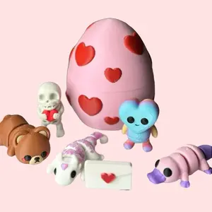 Heart Egg Collectible Storage with Figures for Holiday Home Decor Featuring Adorable Characters and Pink Heart Design