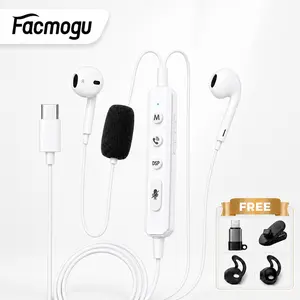 KM08 White In-Ear Monitor Karaoke Headset with Mic, Real-Time Voice Monitoring, Built-in Sound Card for Sound Effects & Voice Changer, Wired Earbuds 2-in-1 Microphone & Headphone for TikTok, YouTube