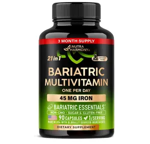 Bariatric Multivitamin - 45 mg Iron Supplements - Lab Tested - for Women & Men - All-in-One, 21 Essential Vitamins - Gastric Sleeve Support - Free of Sugar, Gluten & Soy - 90 Capsules, Once Daily