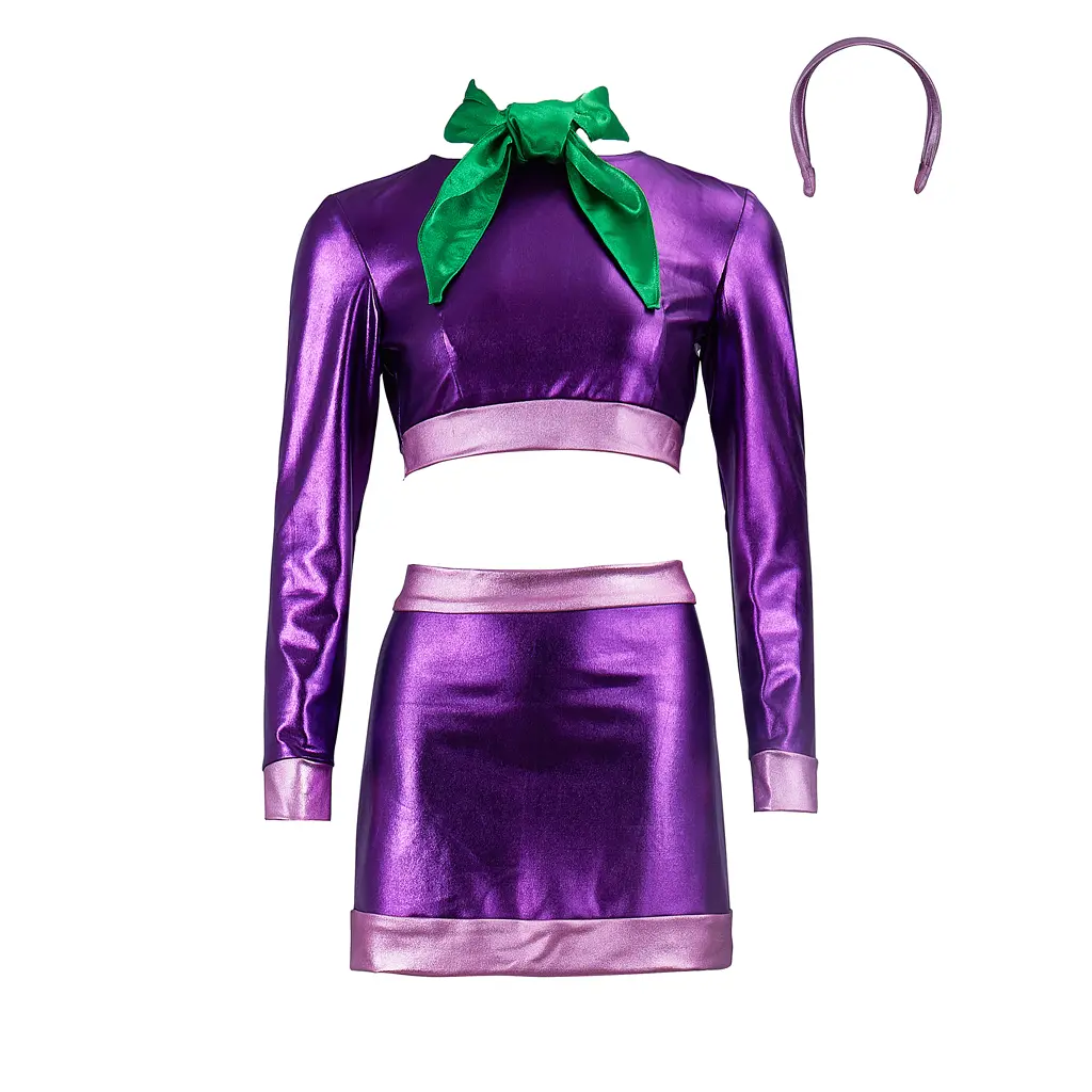 Women's Halloween Costume, Daphne Scooby-Doo Fitted 2-Piece Purple Set with Mini Top & Skirt for Parties, Daphne Scooby Doo Costume, Women's Clothes, Split, Costume Ideas