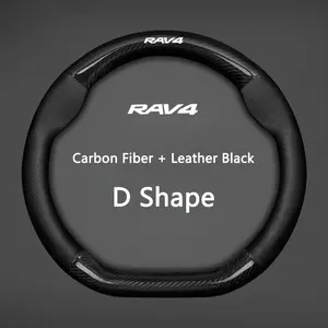 38cm Carbon Fiber PU Leather Non-Slip Car Steering Wheel Cover, Breathable Anti Slip, for Toyota Rav4 Corolla Yaris Auris Land Cruiser