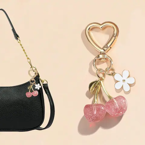 Cherry Design Bag Charm, Fashionable Keychain for Women & Girls, Trendy Accessory for Birthdays, Perfect Girlfriend Gift Idea, Fashion Bag Charms, Charms for Bags, Purse Charms, Purse Charms For Handbags, Girly Purse Accessories