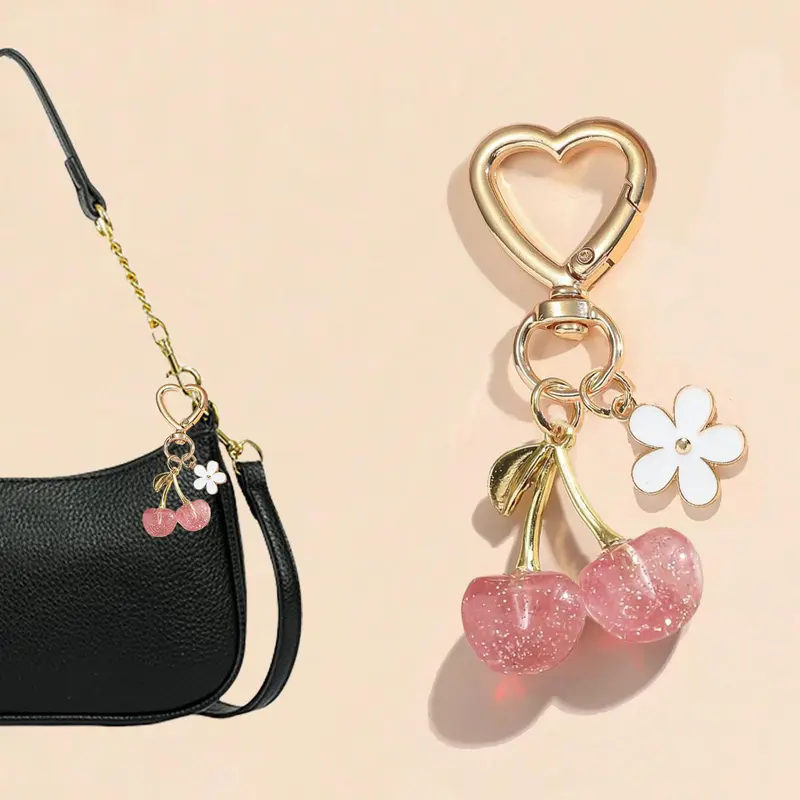 Cherry Design Bag Charm, Fashionable Keychain for Women & Girls, Trendy Accessory for Birthdays, Perfect Girlfriend Gift Idea, Fashion Bag Charms, Charms for Bags, Purse Charms, Purse Charms For Handbags, Girly Purse Accessories