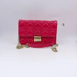 Pre-owned Dior h9 pink patent leather princess series horizontal version diagonal 61960