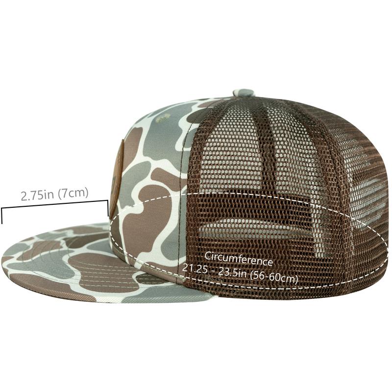 BASSDASH Flat Brim Trucker Cap Adjustable Snapback Hat Mesh Back For Men Women Fishing Hunting