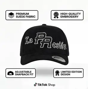 "LA PRESION" Auspicious Suede Snapback Fashion Hat - Letter Embroidered, Secure Fit, Trendy Design for Casual & Sports Events, Fashion Hats