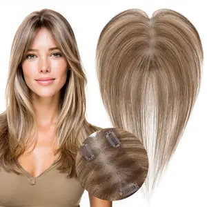 SEGOHAIR Real Human Hair Toppers for Women with Air Bangs 360° Full Coverage, 3D Secure Clips, 2.76"x4.33" Breathable Lace Base 11 Inch Lightweight Hairpieces for High Hairline & Gray Hair Coverage, Natural Looking & Comfortable to Wear