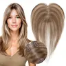 SEGOHAIR Women's Real Human Hair Topper with Airy Bangs, 3D Secure Clips, 2.76"x4.33" Breathable Lace Base,12g 11in Casual-Style Hairpiece for High Hairline/Gray Hair, Natural Look, Daily Use, 1 Detailed Instruction Manual