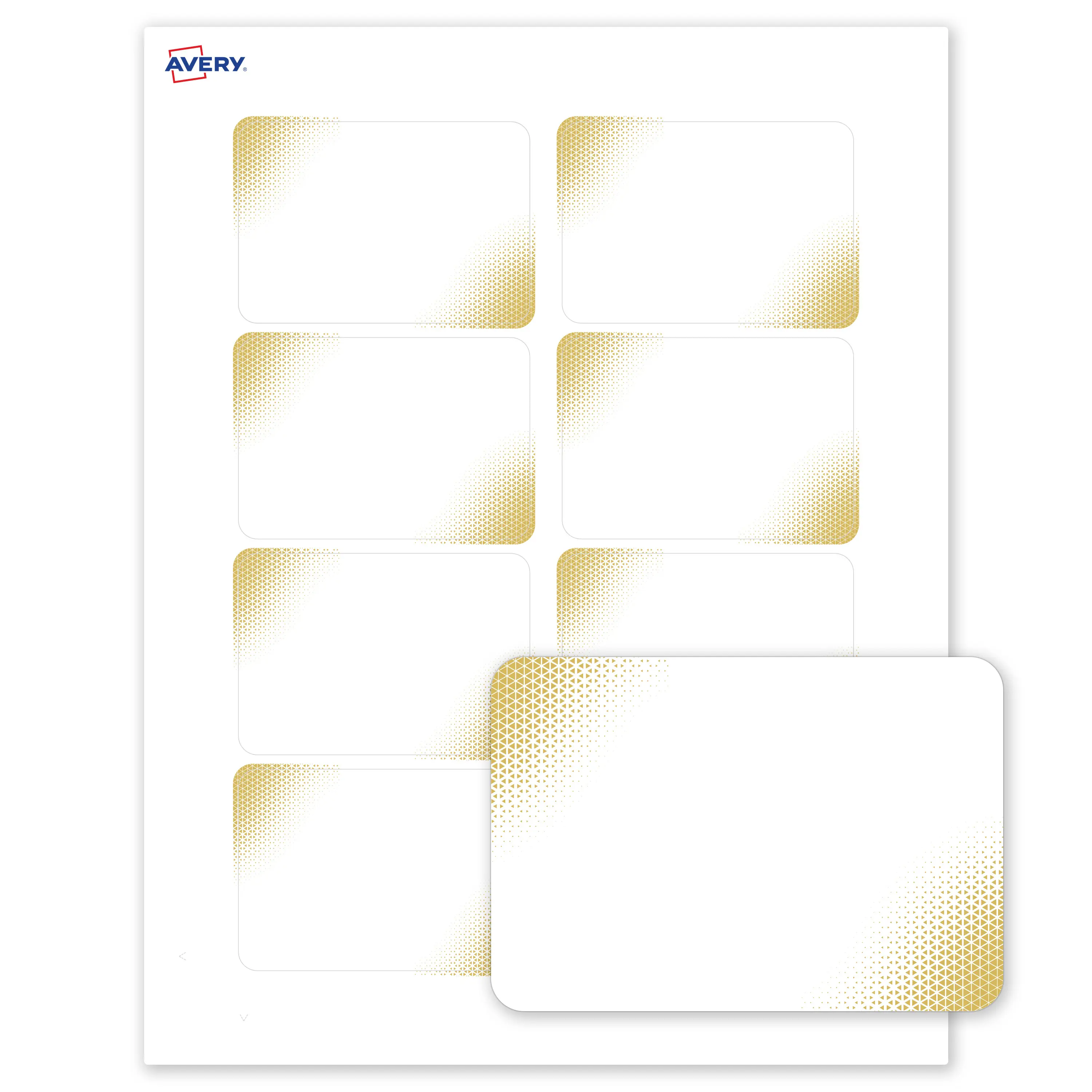 Avery® Printable Rectangle Adhesive Name Badges, Pre-Printed Gold Blush Pattern, Matte White, 2-1/3" x 3-3/8", Laser & Inkjet Compatible, 80 Total, Great for Branding, Marketing, and Events