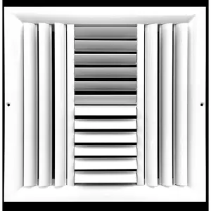 14w X 14h 4Way Aluminum Curved  Adjustable Air Supply  Diffuser Vertical Horizontal Direction Vent Duct Cover [Outer Dimensions 15.75w X 15.75h]