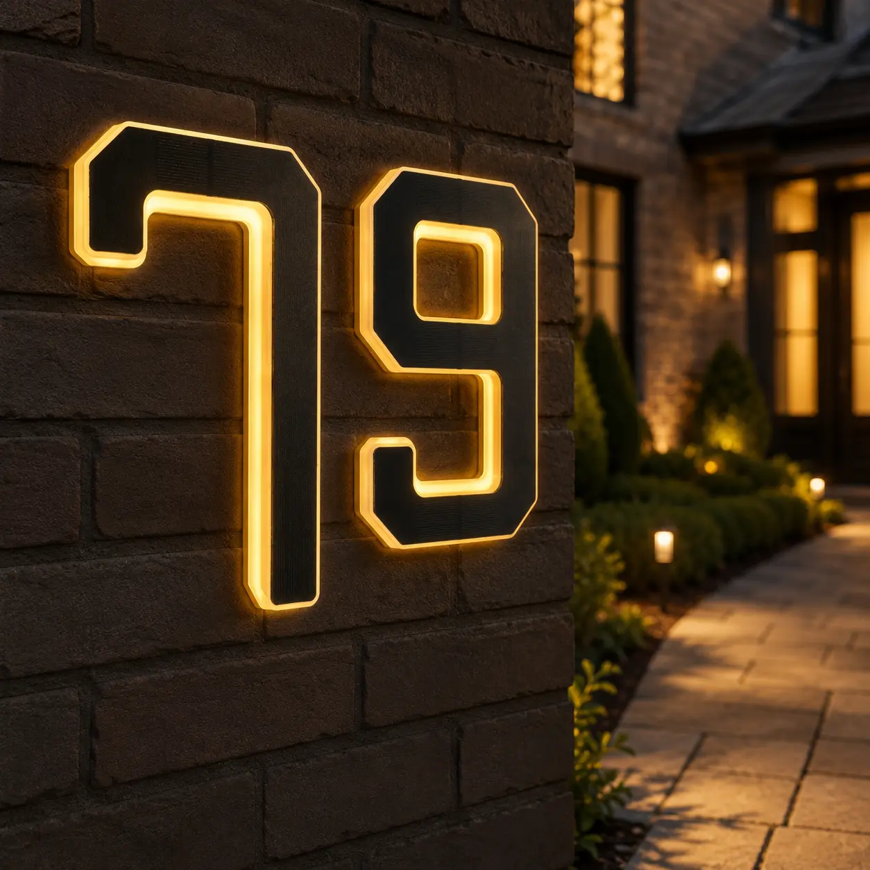 9-Inch Wireless Solar-Powered LED Address Sign, Backlit House Number Plaque for Home, Mailbox, Fence, Easy No-Wiring Installation
