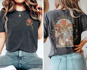 Retro Tale as Old as Time Princess Comfort Colors Shirt, Retro Beauty and the Beast T-shirt, Belle Beauty Princess Tees
