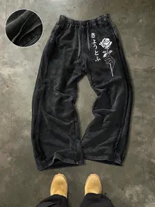 Men's Casual Cotton Sport Pants, Rose Print, Ankle Length, Drawstring Waist, Street Style, All Seasons, Ideal for Outdoor & Parties