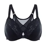 DELIMIRA Women's Front Closure Bras Posture Full Coverage Plus Size Lace Underwire Unlined Bra