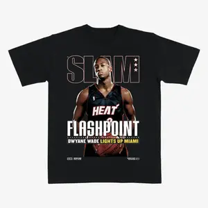 SLAM Dwyane Wade “Flashpoint” T-Shirt – Black Graphic Tee Featuring Miami Heat Star Design