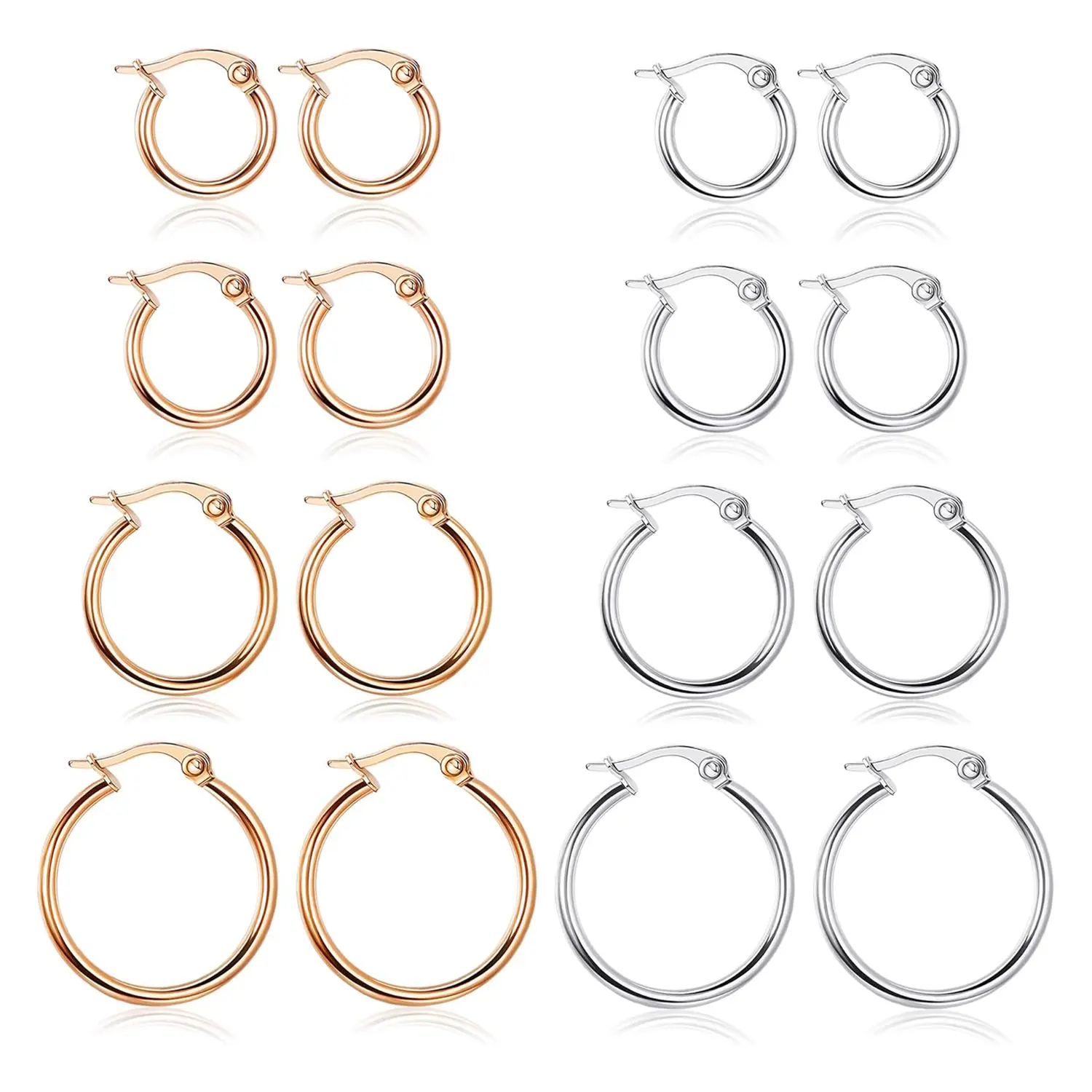 4 silver & 4 rose gold