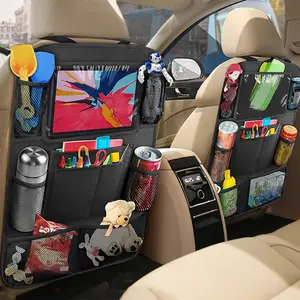 Car Backseat Organizer & Tablet Holder,Kids Car Seat Protector,Kick Mat with Touch Screen,Seat Back Hanging Storage Bag with Mesh Pockets