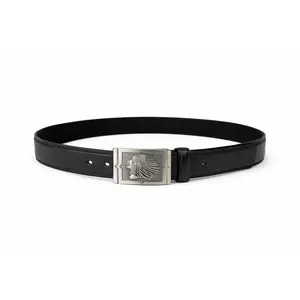 Black Belt with Vintage Buckle | Silver Tone Plate Buckle Adjustable Waist