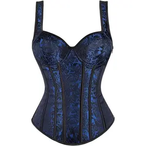 Corset Top Plus Size Women Costumes Lingerie Bustier Zipper Strap Ladies Basques Gothic Renaissance Halloween Black White Blue Purple Cosplay Floral Fairy Womenswear