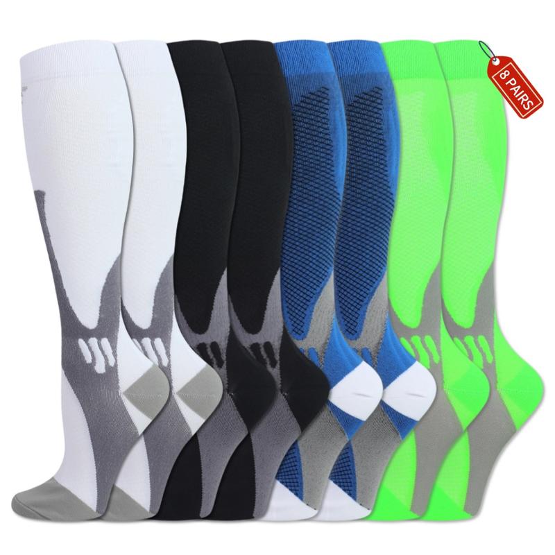 ISUNIE 8 Pairs Compression Socks Solid Color Socks for Women & Men for Athletic & Daily,Running,Climbing,Hiking(Black & White) ISUNIE 8 Pairs Compression Socks Solid Color Socks for Women & Men for Athletic & Daily,Running,Climbing,Hiking(Black & White)