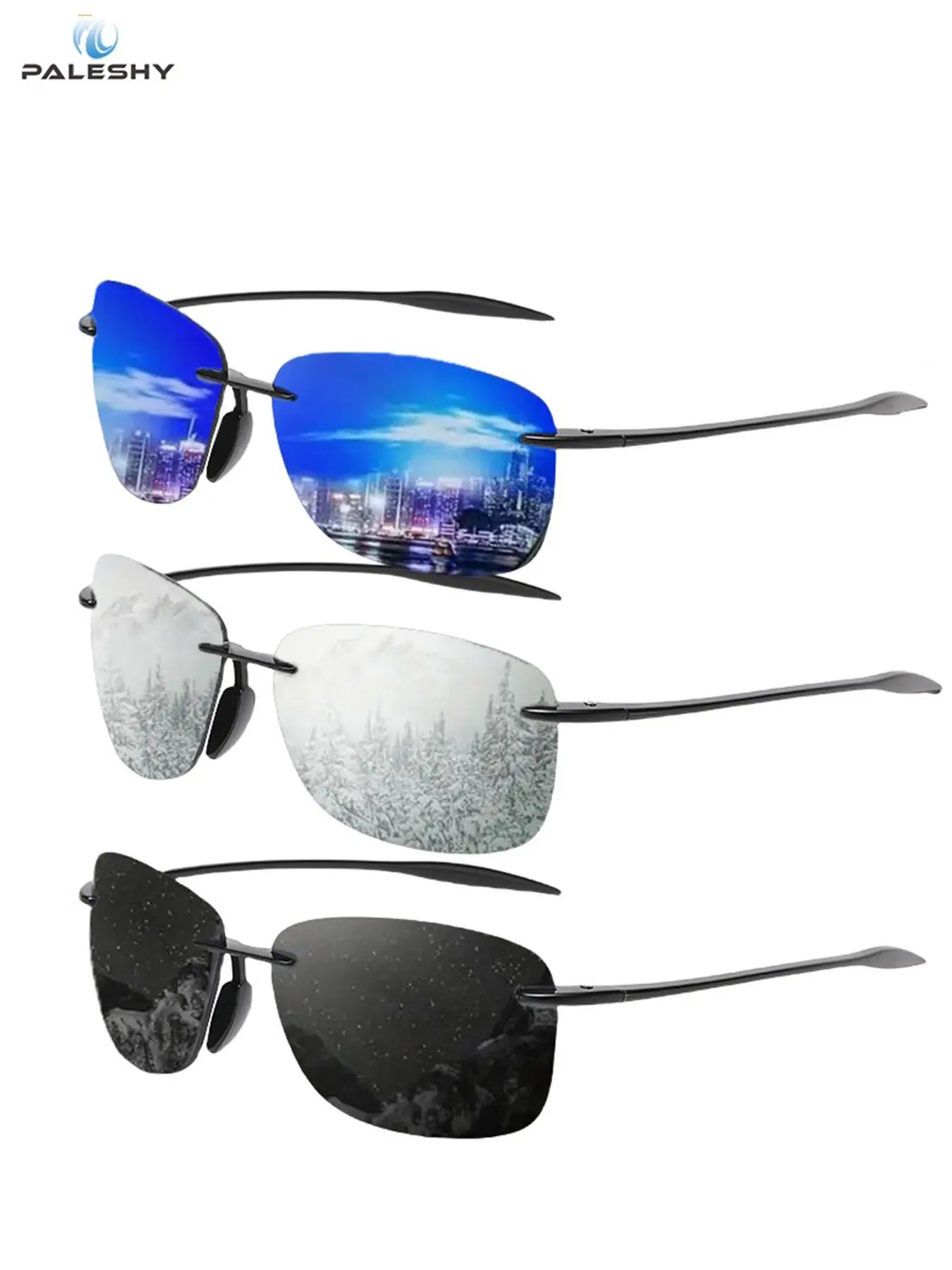 Men's Business Style Rimless Sunglasses, Trendy Casual Sunglasses for Everyday Use, Stylish Sunglasses, Fashion Accessories for Outdoor Activities