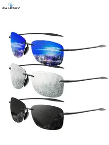 Men's Business Style Rimless Sunglasses, Trendy Casual Sunglasses for Everyday Use, Fashion Accessories for Outdoor Activities