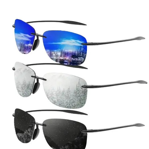Men's Business Style Rimless Sunglasses, Stylish Shades, Trendy Casual Sunglasses for Everyday Use, Fashion Accessories for Outdoor Activities