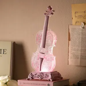 Violin Crystal Lamp Music Box Speaker, Unique Gift for Mother's Day, Day, Christmas, Valentine's Day