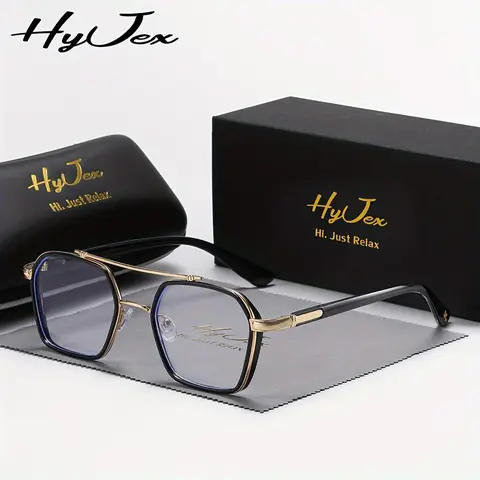 HyJex anti blue light glasses frame glasses trendy double beam metal flat lens