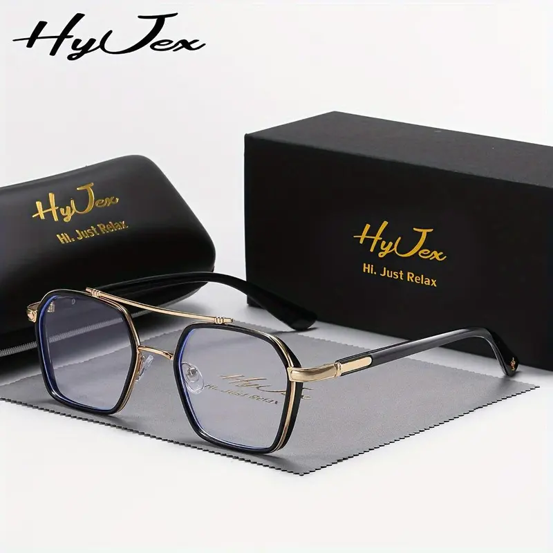 HyJex anti blue light glasses frame glasses trendy double beam metal flat lens