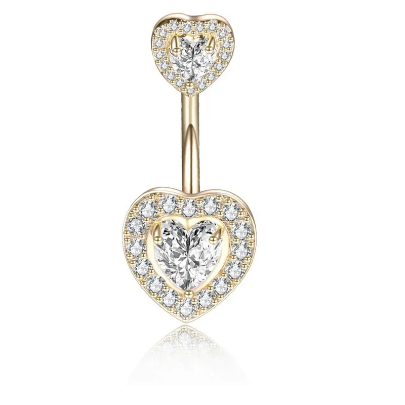 Heart Shaped Navel Ring, Artificial Zircon Decor Belly Button Ring, Fashion Body Jewelry for Women, Navel Piercing Jewelry, Trendy All-match & Exquisite Jewelry for Birthday Gift, Body Jewellery