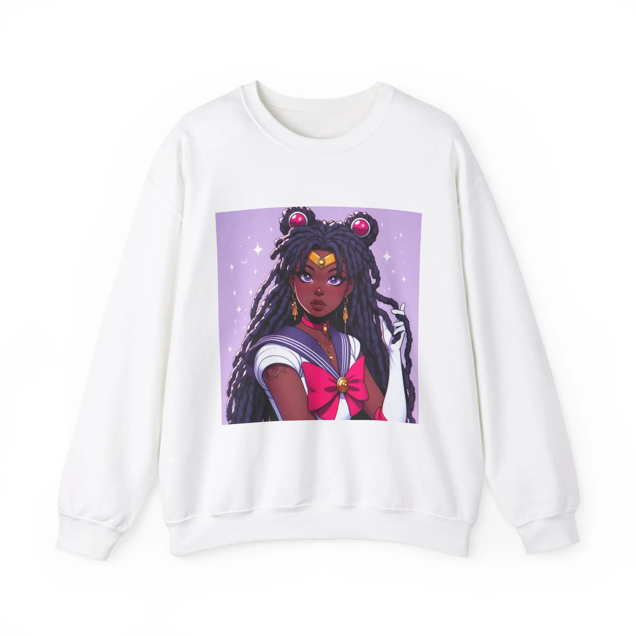 Black Sailor Moon Unisex Lightweight Crewneck Sweatshirt - Anime Inspired Top, Manga Lover Gift, Japanese Cartoons Apparel, Cosplay Costume,