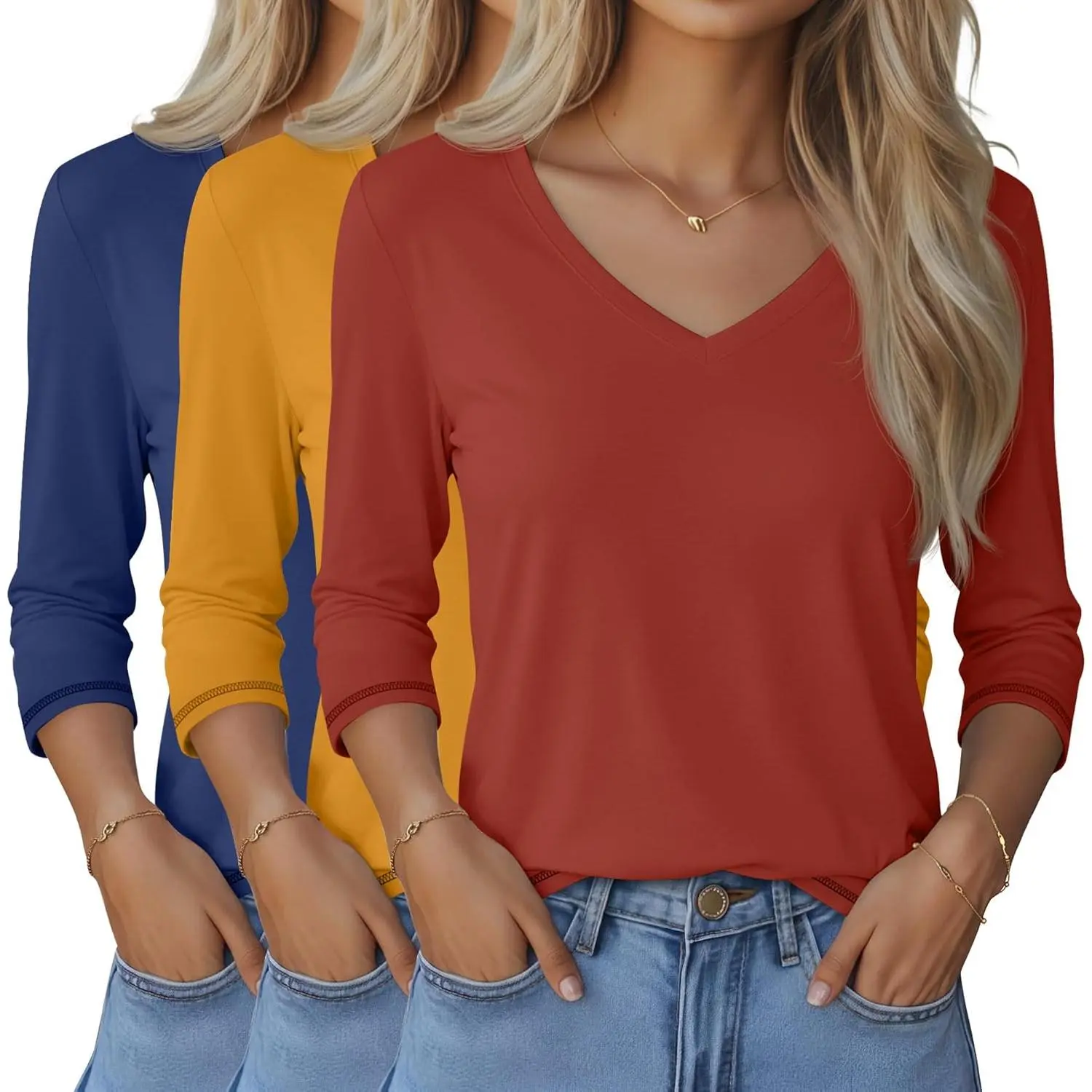 Coral Orange, Bright Yellow, Indigo