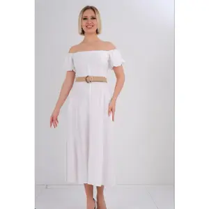 Isla Off-Shoulder Belted Midi Dress