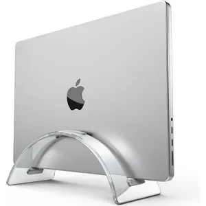 Acrylic Vertical Laptop Stand for Desk, Acrylic Invisible Desktop Notebook Dock, Vertical Laptop Holder Space-Saving Organizer for Most Laptops