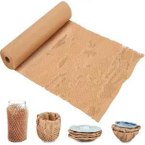 Honeycomb Packing Paper, 15" x 300' Packing Paper Substitute Alternative for Bubble Cushioning Wrap for Moving Shipping Packaging, Recyclable Moving Supplies Bubble Packing Wrap Protective Roll