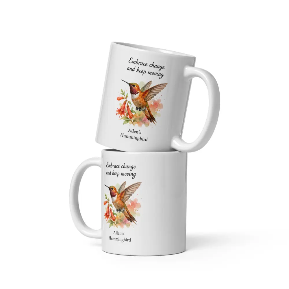 Embrace Change and Keep Moving | Allen's Hummingbird | White Glossy Mug Funny Mom