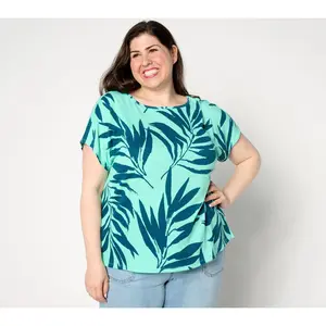 Denim & Co. Beach Printed Knit Gauze Dolman Sleeve Top